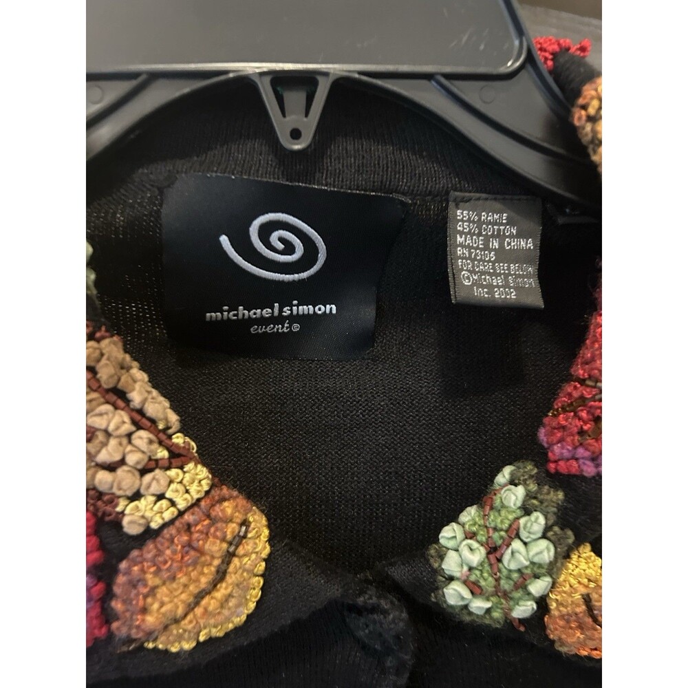 Vintage Michael Simon Fall Leaves Themed Sweater Cotton Blend Beaded Whimsy XL - Picture 2 of 9